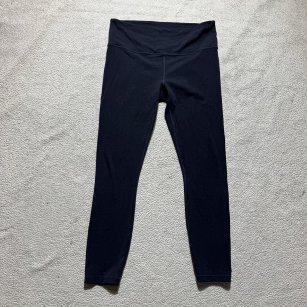 Athleta Leggings Womens Medium Black High‎ Waisted Ankle Cropped Athleisure Logo